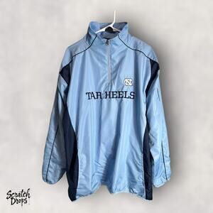 Pro Edge Men's Large Vintage Y2K Tar Heels Light Blue Pullover Windbreaker V01